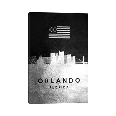 Orlando Florida Silver Skyline 1 Piece Wrapped Canvas Painting