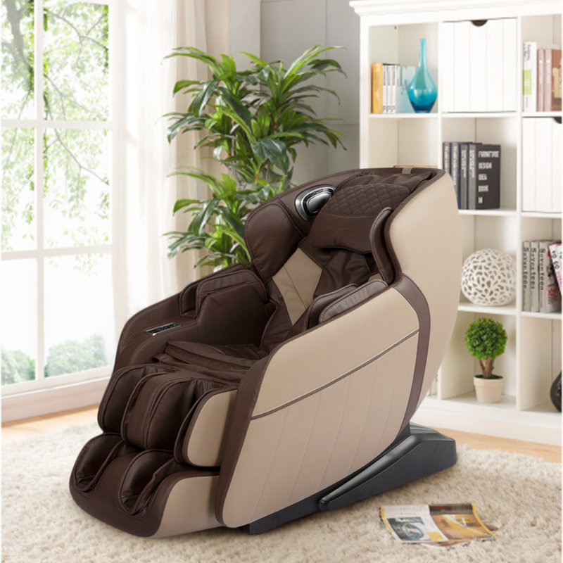 Fauteuil de massage inclinable électrique en similicuir, Similicuir brun