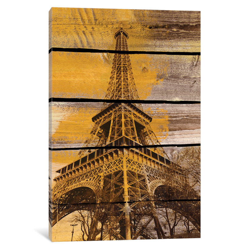Vieille Tour Eiffel, reproduction de photo sur toile tendue, Papier d'art encadré noir, Blanc, H 32 po x l 24 po x P 1 po