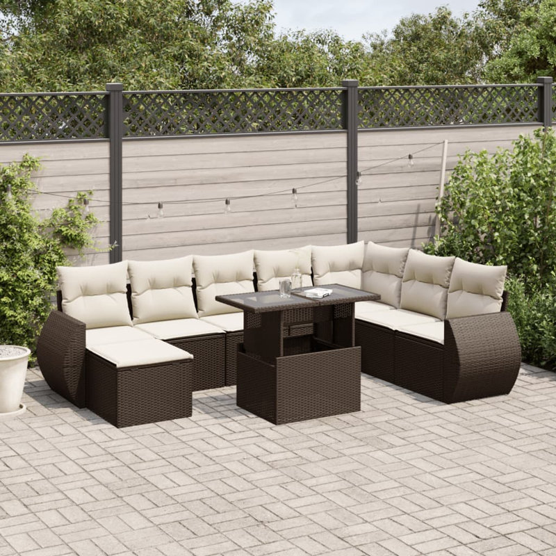 Ensemble de canapé de jardin Vidaxl brun, blanc crème
