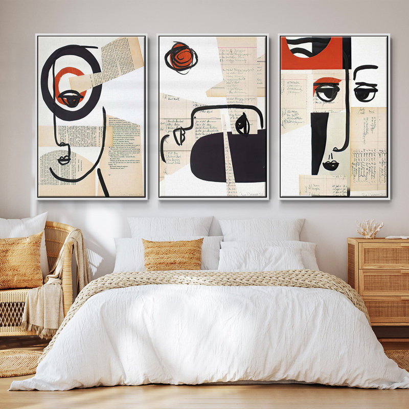 Les visages d'un siècle I 3 pièces, Blanc, H 27 po x l 54 po