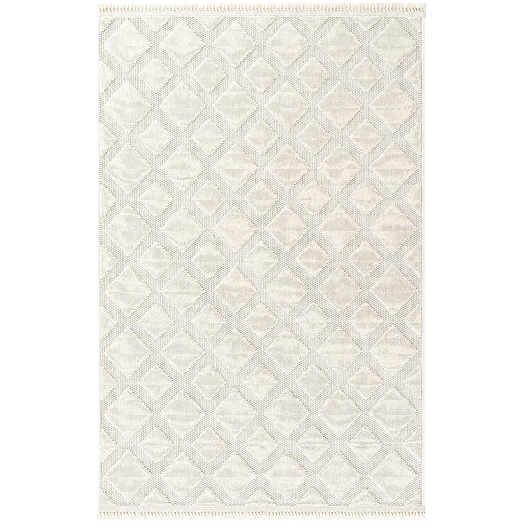 Cream Aztec,Geometric,Flatweave Living Room Rug, Machine Made using Polypropylene and Modern design