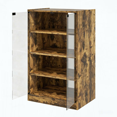 Media Storage Cabinet with Tempered Glass Door and Adjustable Shelves