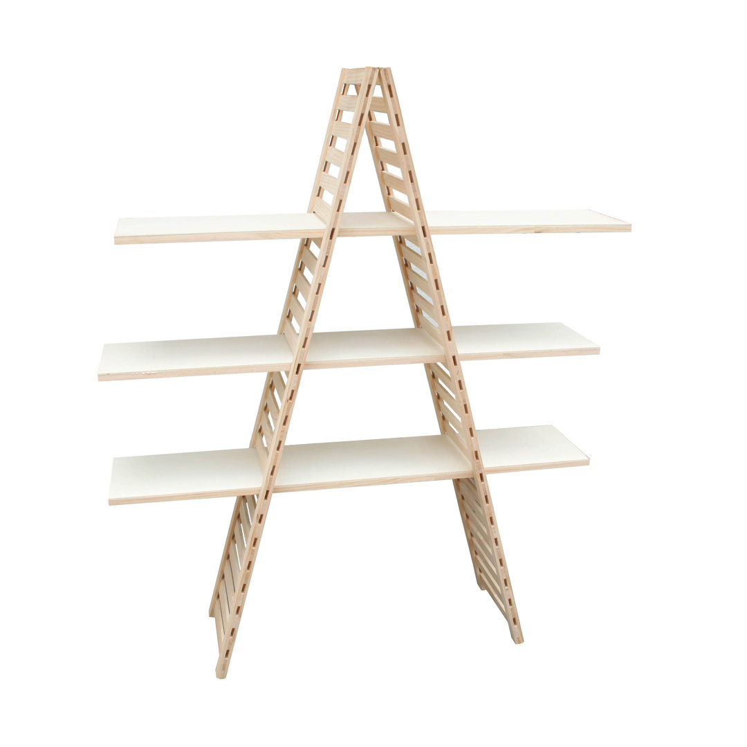 45.6"W x 57"H x 13"D Wooden Retail Shelving Unit w/ 3 Shelves, A-Frame Design - Pine Wood Rebrilliant
