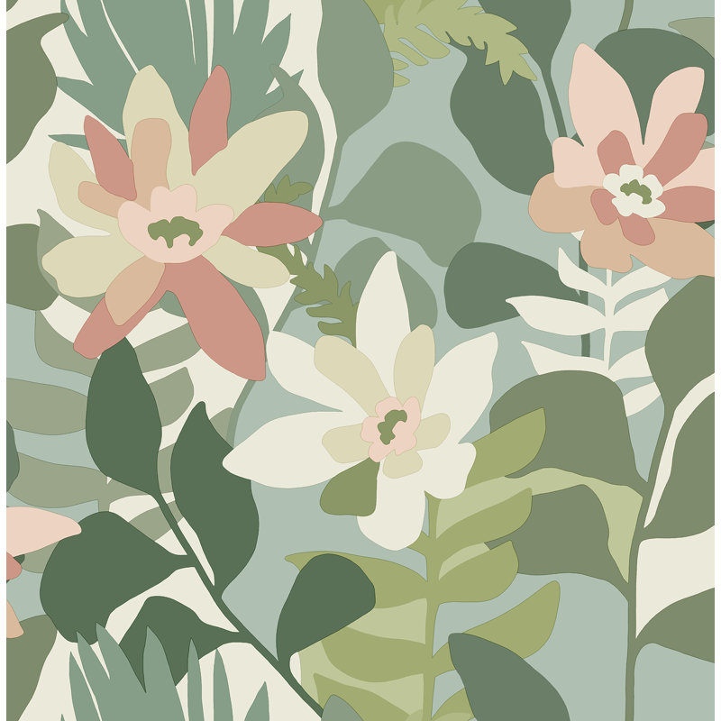 Floral Wallpaper Roll, Green