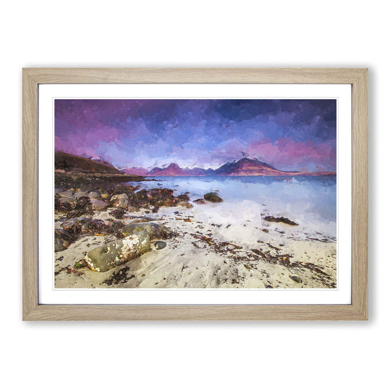 Elgol Village in the Isle of Skye in Abstract - Picture Frame Graphic Art Print on MDF, Oak Framed, 36cm H x 48cm W x 2cm D