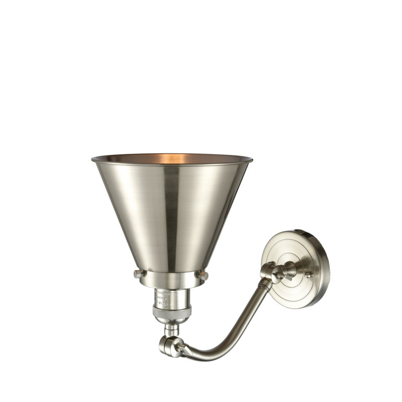 Donovan Steel Armed Sconce, Polished Nickel, Polished Nickel, 60 Watt Vintage Incandescent Bulb