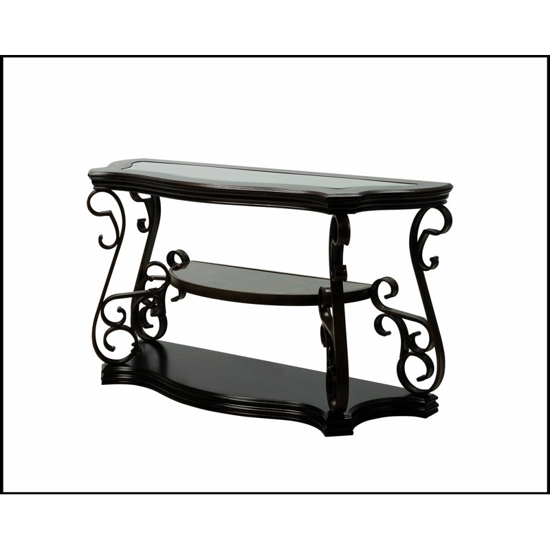 Élégante console à plateau en verre avec tablette en faux marbre et pieds en métal thermolaqué durable, parfait pour un décor moderne