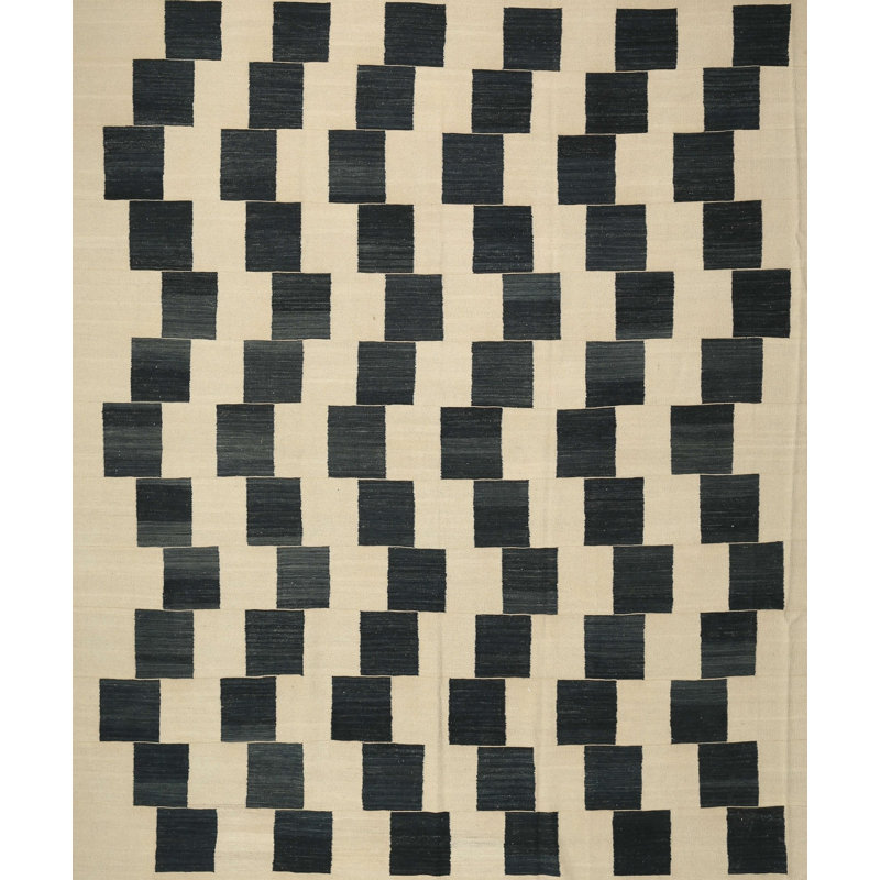 Tapis contemporain beige / noir, Rectangle 5 pi x 8 pi
