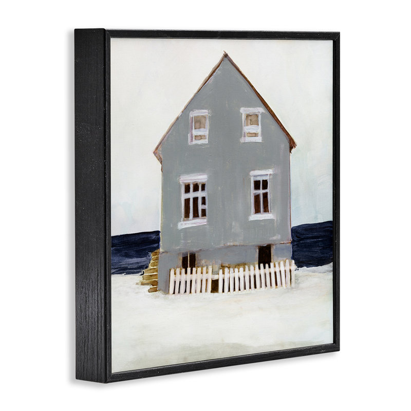 Hiver, maison de plage, estampe numérique par Stellar Design Studio, Giclée encadrée noir minuit, H 17 po x l 17 po