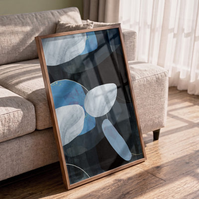 «Deep Blue Floating Shapes» par Cartissi - Art mural abstrait