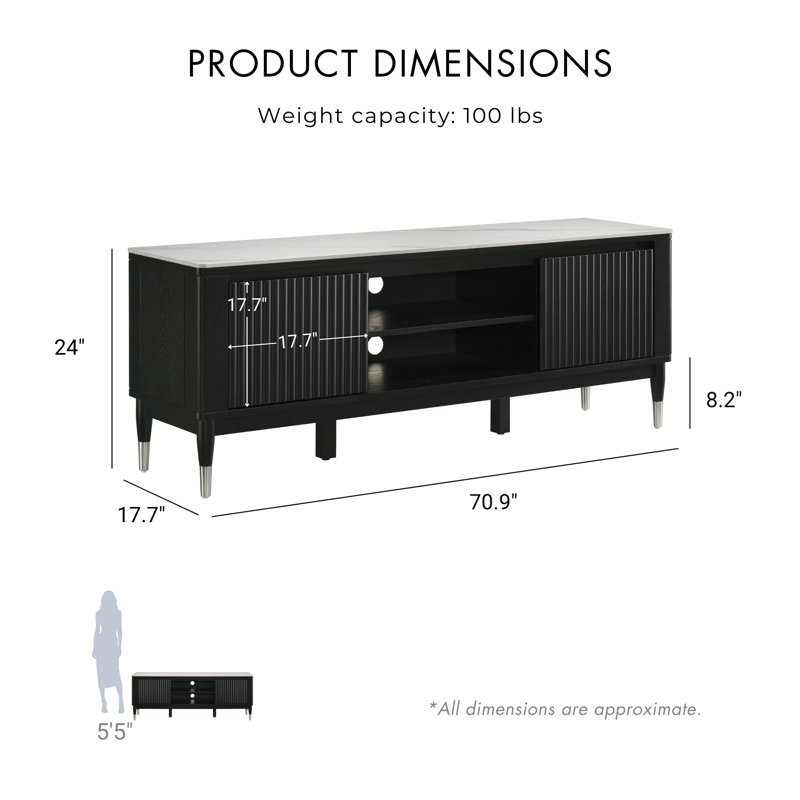 Console de télévision avec plateau en pierre frittée Winchendon