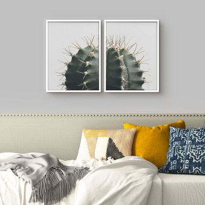 Spiky Green Succulent Halves - Photographie de cadre 2 pièces