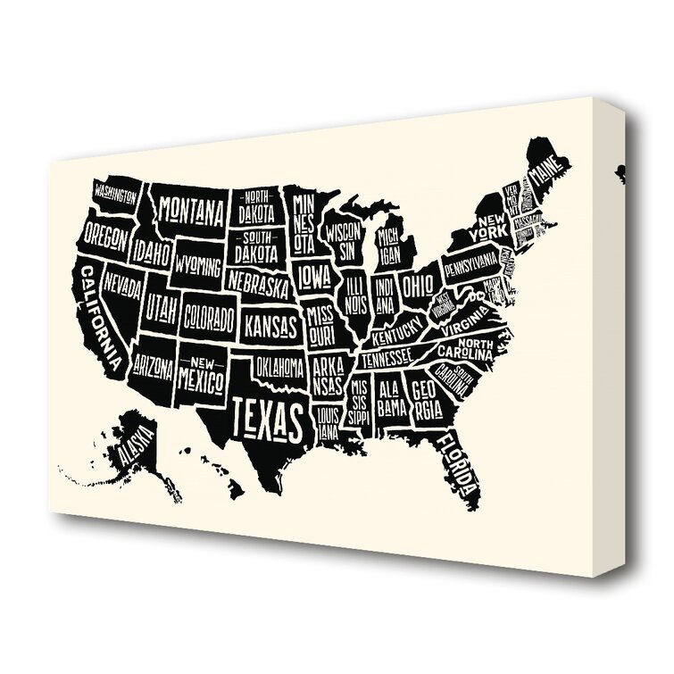 States Of America 5 Map - Wrapped Canvas Art Prints