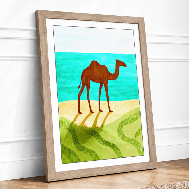 Desert Camel Retro - Print, A4 - 29.7 x 21.0 cm, Oak