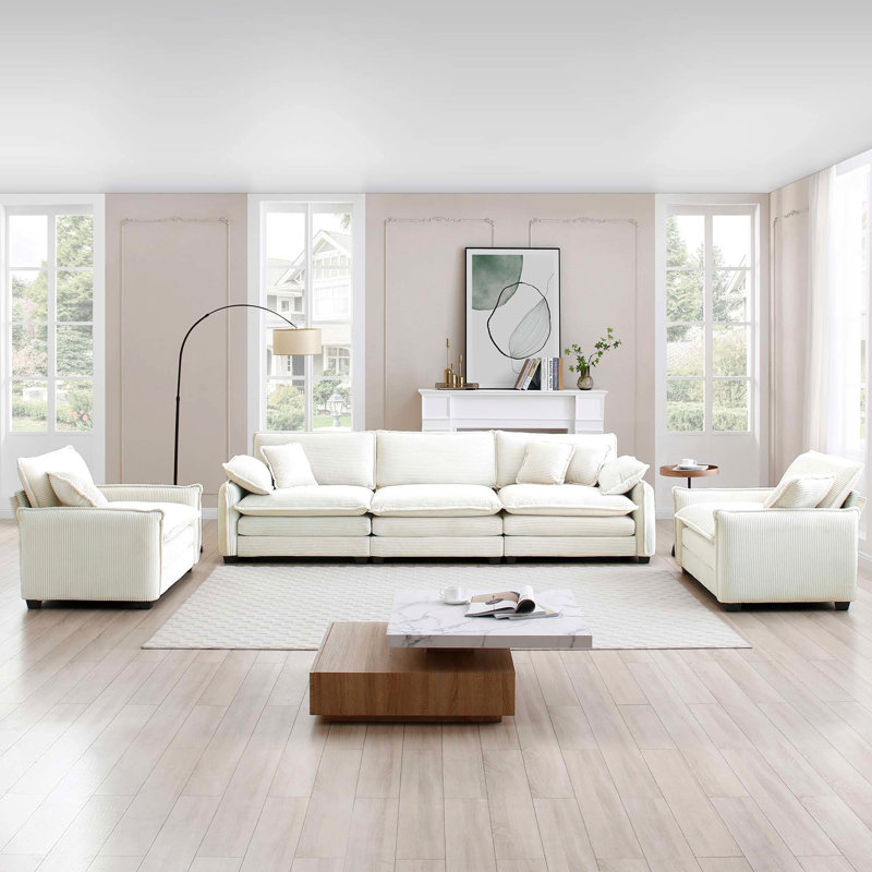 Velours côtelé beige, 5 avec support ergonomique, look cinéma maison, combinaison de design rétro et chic, confort