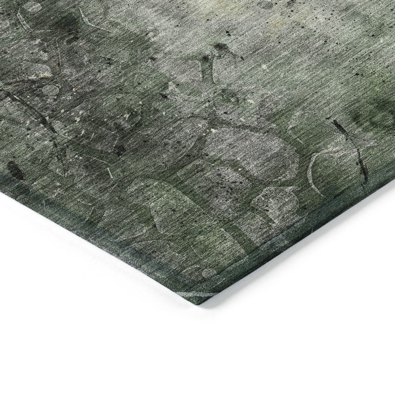 Tapis intérieur / extérieur lavable à la machine en étain Xhevrie, Rectangle 5 pi x 7 pi 6 po