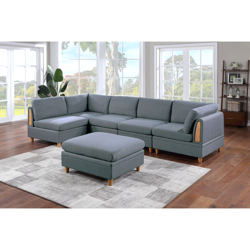 Mobilier de salon d'angle en acier de couleur Dorris, Gris foncé