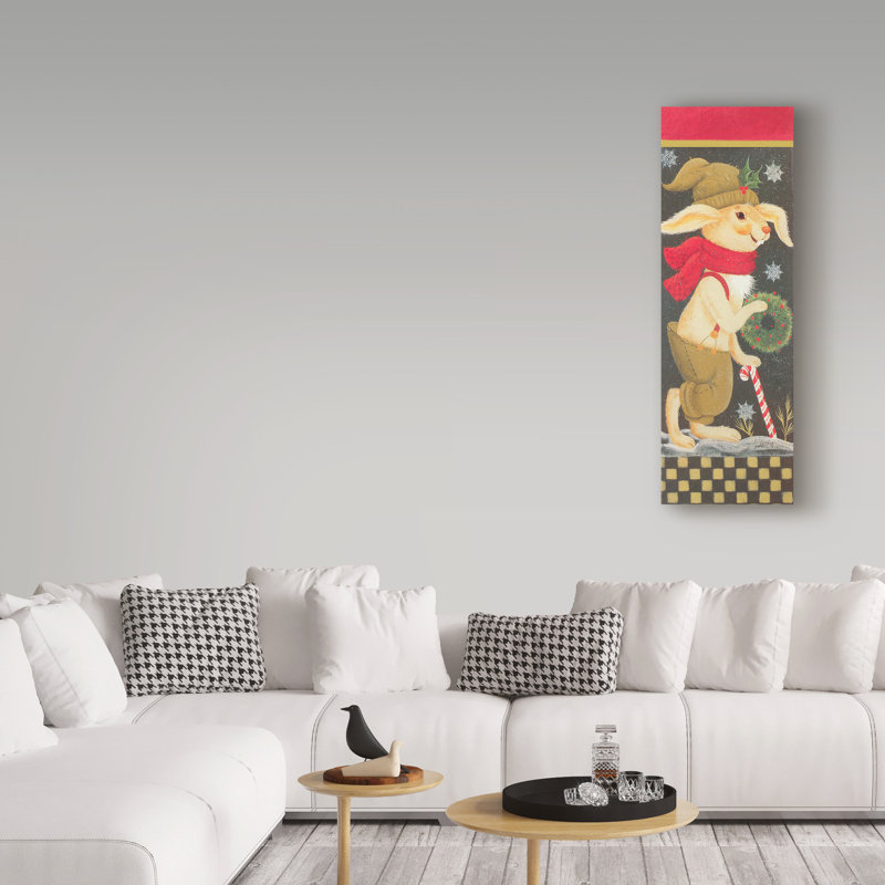 « winter lapin », art sur toile, H 32 po x l 10 po x P 2 po