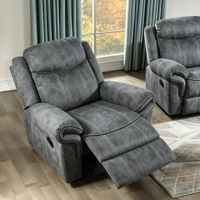 Fauteuil inclinable manuel en velours gris