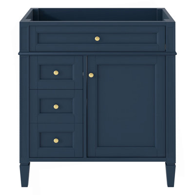 Meuble-lavabo de salle de bain de 30 po sans lavabo supérieur, armoire de rangement moderne avec 2 tiroirs et un tiroir rabattable (BASSIN INCLUS)