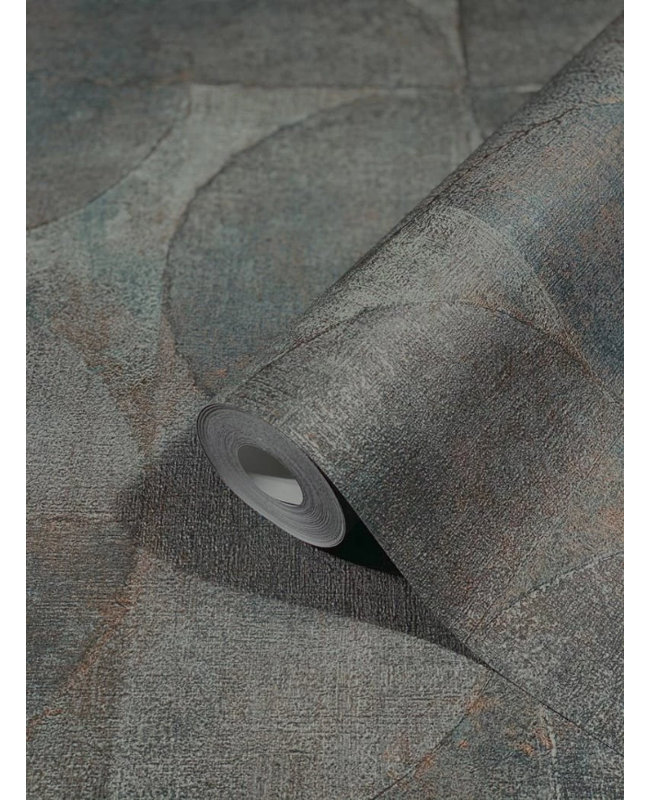 Rouleau de papier peint texturé, Gris, argent, cuivre, bleu