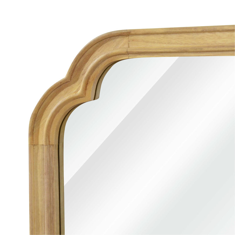 Miroir de coin décoratif en bois massif, 36 po x 24 po, Bois naturel