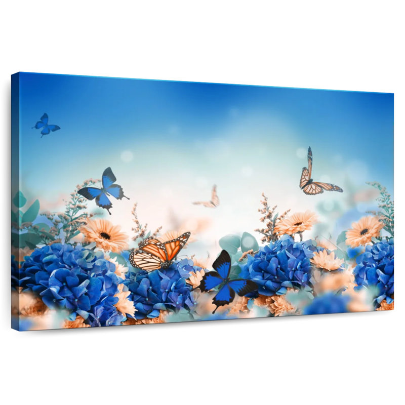 Jardin des papillons bleus, H 16 po x l 24 po