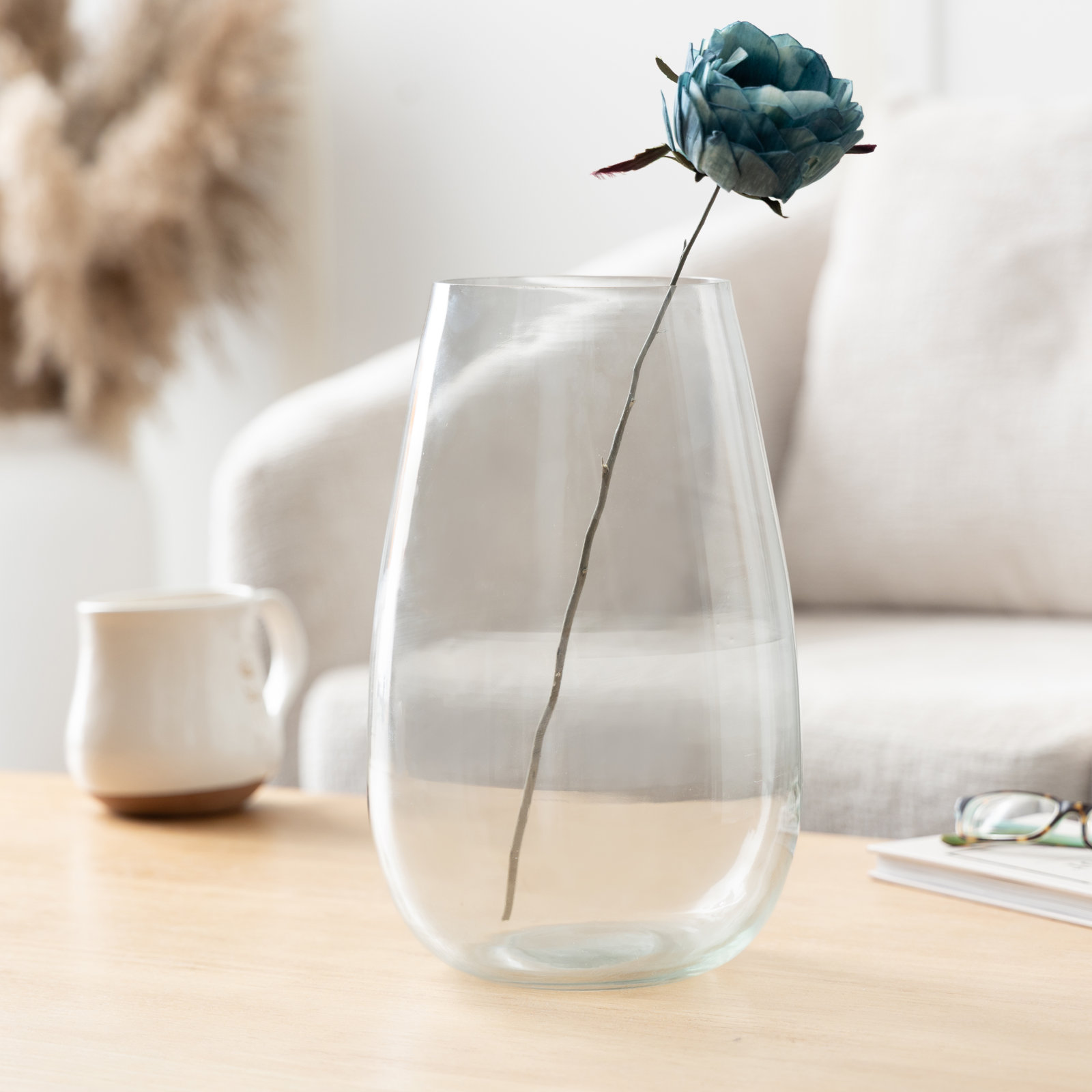 Glass Table Vase, 12" H x 7.5" W x 7.5" D