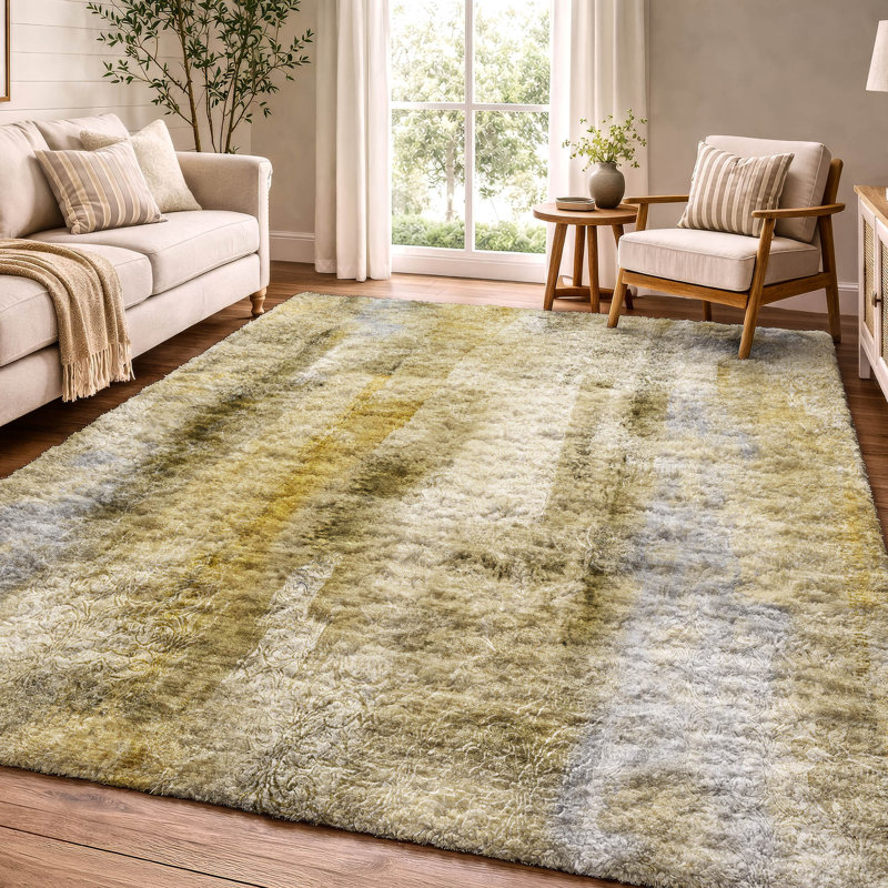 Tapis à poil long de qualité supérieure lavable à la machine ADS537, Taupe, 3' x 5'