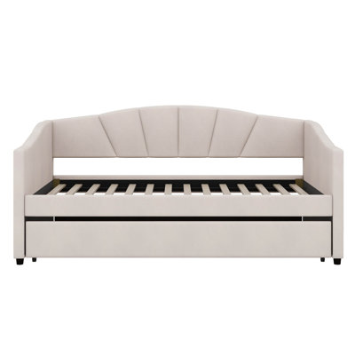 Ellengard Upholstered Daybed Sofa Bed Twin Size With Trundle Bed And Wood Slat