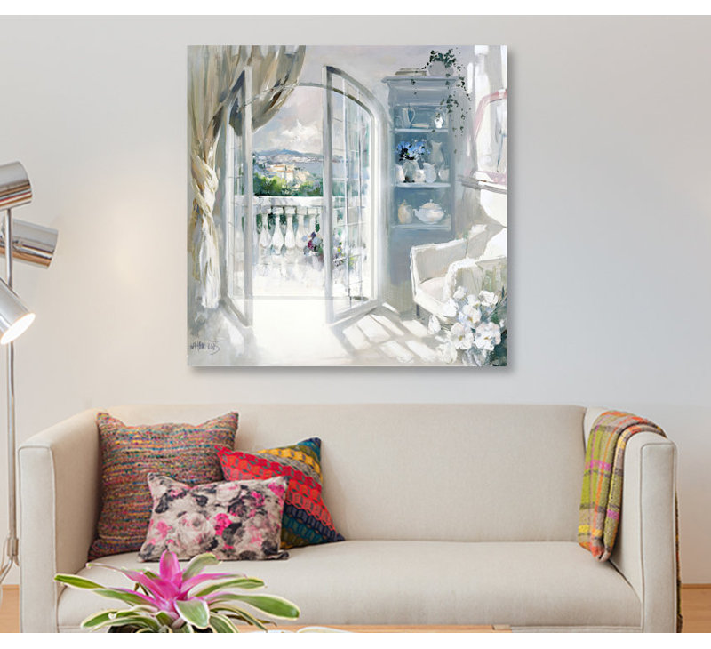 « ensoleillé room », reproduction sur toile, H 26 po x l 26 po x P 1,5 po, Pas de tapis, Toile tendue