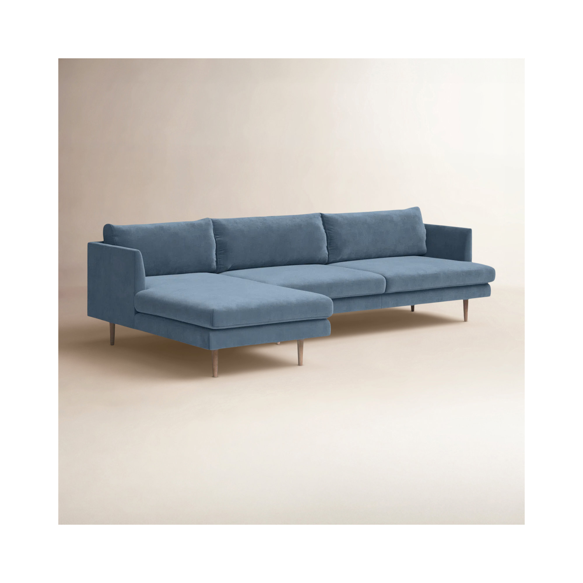 Miller 2 - Piece Upholstered Chaise Sectional, Left Hand Facing, Blue Polyester Blend