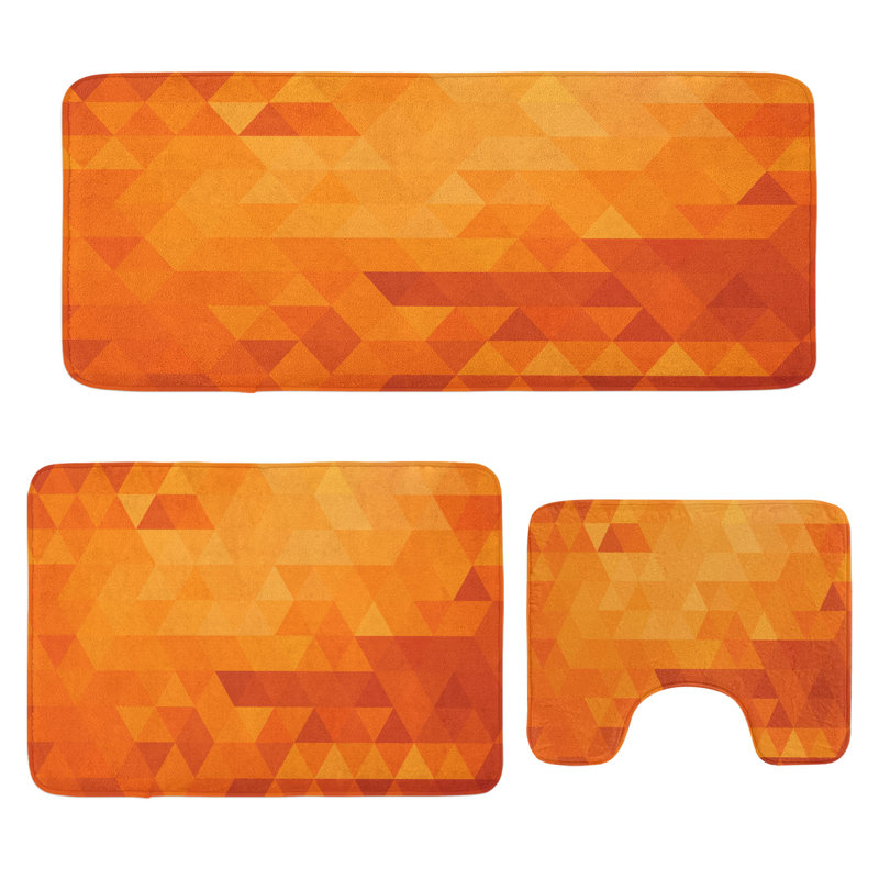  Ensemble de tapis de salle de bain Burnt Orange 3 pièces en U et tapis rectangulaires Orange brûlé