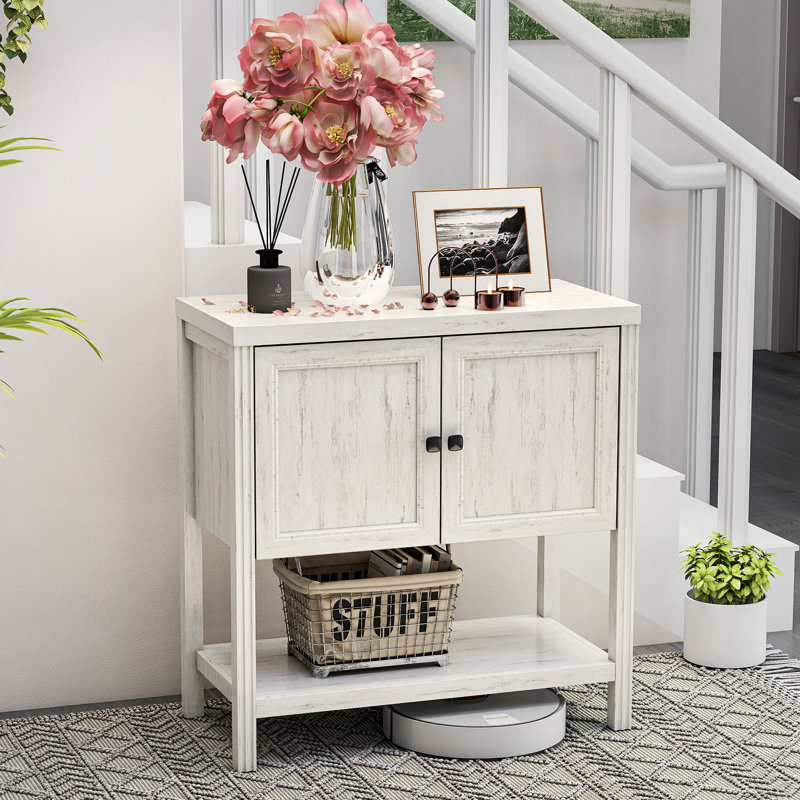 Table d'entrée avec rangement, tablette de rangement ouverte, petit canapé étroit en bois de 31,5 po, console de style campagnard pour entrée, couloir, vestibule, salon