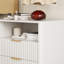 Table de chevet cannelée avec station de charge, lumière DEL à commande vocale, table de chevet avec tablette et armoire-854234197
