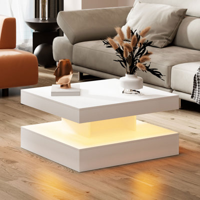 Charvez Solid Coffee Table with 16 Colors LED Lights, 78 X 78cm