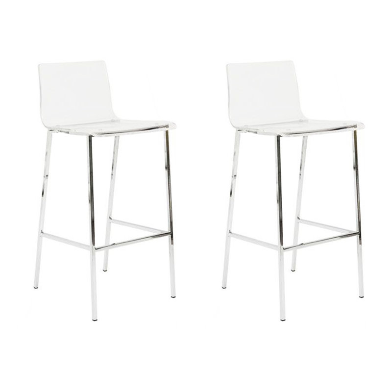 Ensemble de 2 tabourets de bar en acrylique à dossier bas avec dossier en or Micheal's, Doré