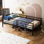 Lit superposé simple avec lattes en métal robustes, lit de jour moderne, finition noire, assemblage facile, lit plateforme avec structure de soutien, couleur, assemblage, conception enveloppante
