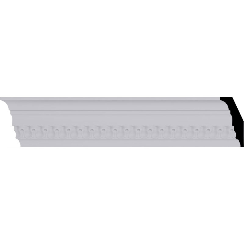 Primed White Geometric Crown Moulding Sample, 12" Length