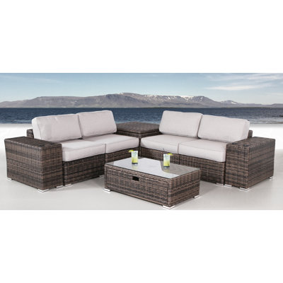 Ensemble de conversation pour 4 personnes avec coussins Demarest