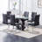 Crystalynn Modern 63-Inch Rectangular Glass Top Dining Table Set-516533353-473354316