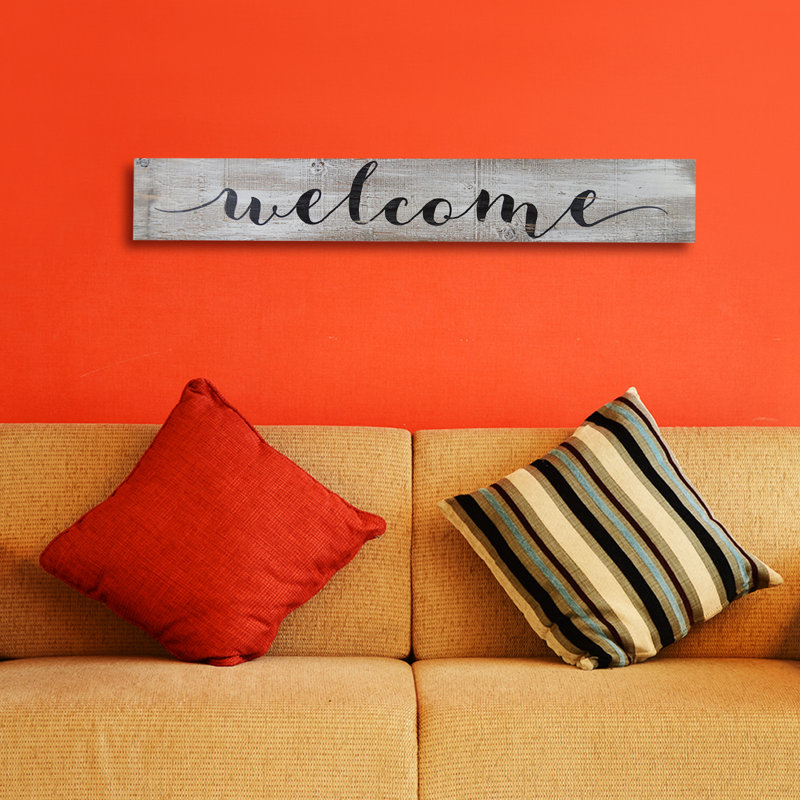 « welcome », art textuel sur bois manufacturé