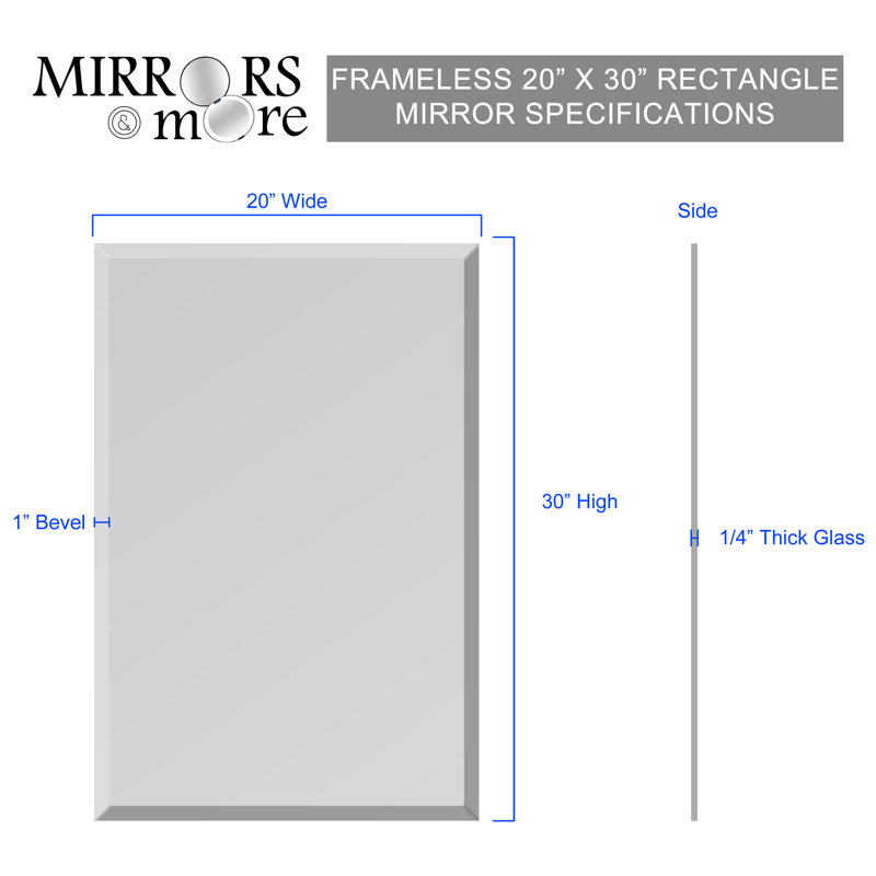 Miroir de salle de bain mural, 30 po x 20 po