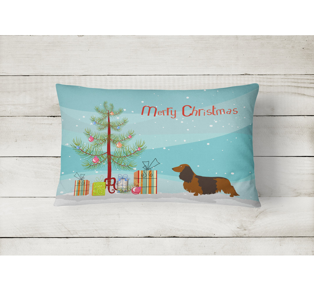 Longhaired Dachshund Christmas Indoor/Outdoor Throw Pillow Caroline's Treasures