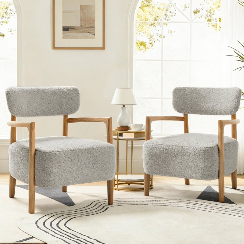 Chaise d'appoint 24,5 po Mid Century Boucle, Gris