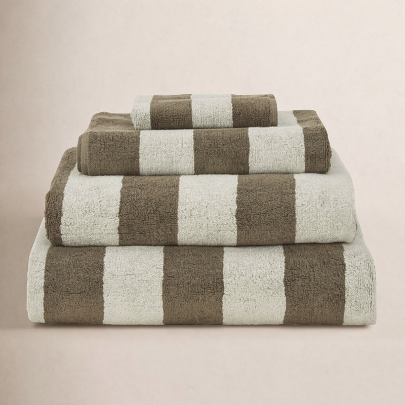 Simple Striped Terry Bath Sheet, Olive/Sage, Bath Sheet - 1 Pack