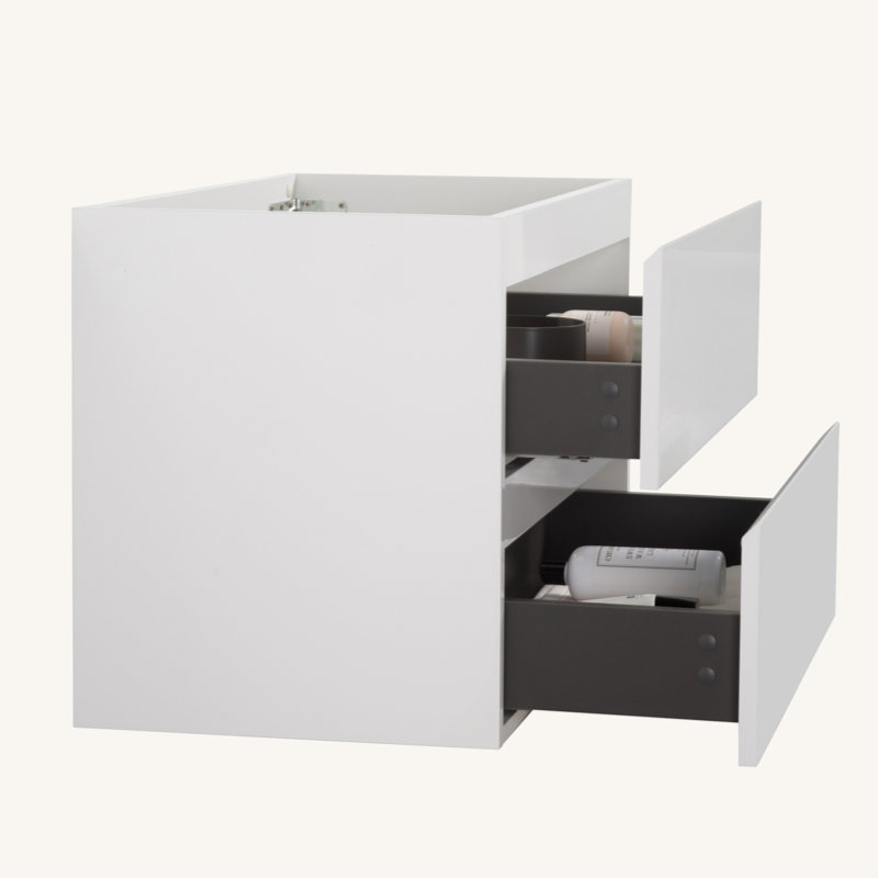 Armoire murale sans lavabo, avec deux tiroirs, pré-assemblée, Blanc