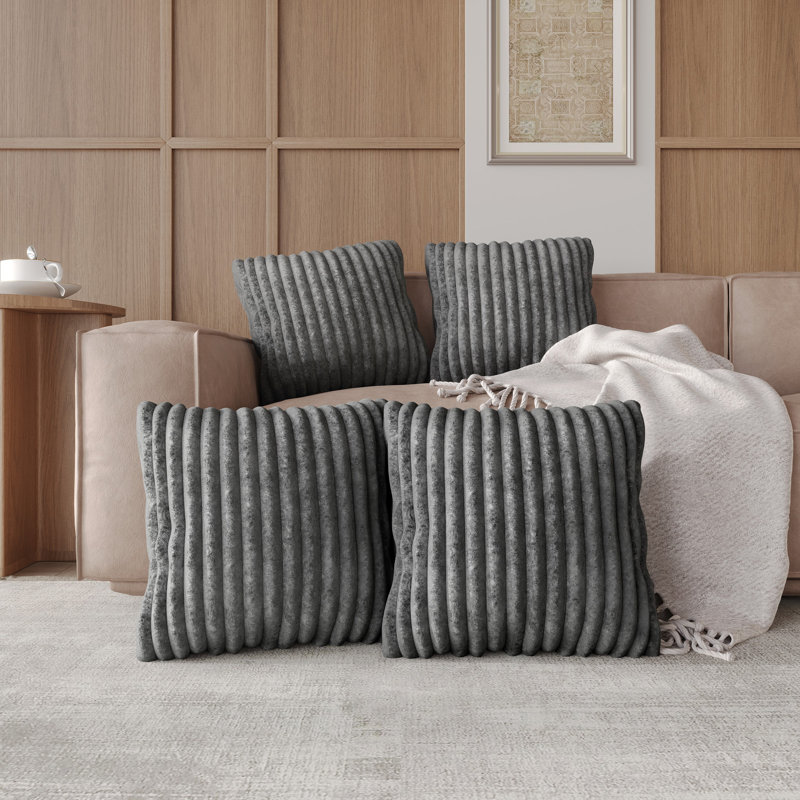 Housses de coussin en velours carré 18 po x 18 po Laconia, Gris