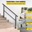 Rambarde extérieure supportant une charge de 75 kg (165 lb), rampe d'escalier extérieure en aluminium, 152 x 89 cm (60 x 35 po), rampe d'escalier extérieure de transition, plage d'inclinaison de 0 à 30°, compatible avec les escaliers de 4 à 5 marches.-62399773